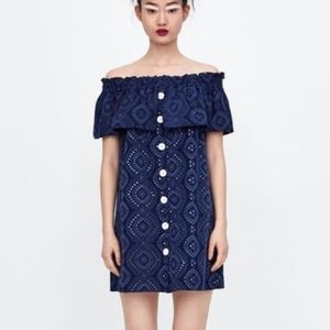 Zara Paisley Ruffle Off Shoulder Dress 7605/780